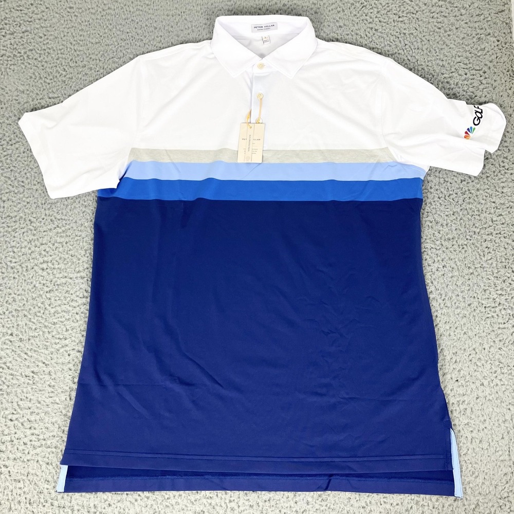 Peter Millar Polo Shirt Mens Large White Colorblock Golf Summer Comfort